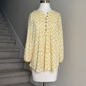 NWT Rose & Olive SZ L Zig Zag Yellow, 3/4 Sleeve Tunic Top